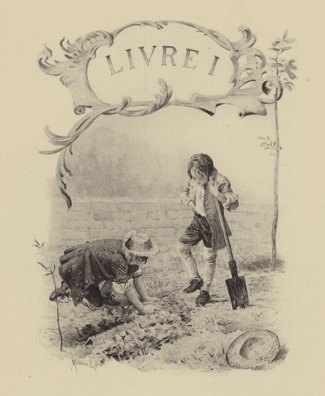 Ilustración para el Libro I de Les Confessions de Jean-Jacques Rousseau de Maurice Leloir