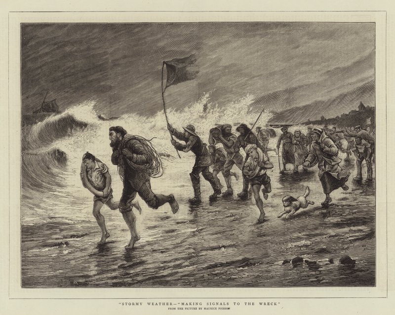 Clima tormentoso, haciendo señales al naufragio de Maurice Poirson