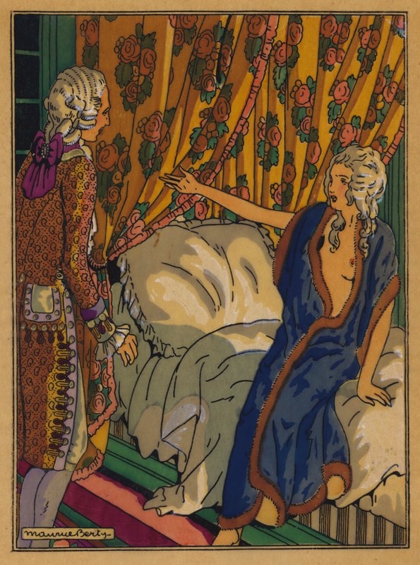 Ilustración para Les Liaisons Dangereuses de Choderlos De Laclos (litografía en color) de Maurice Berty