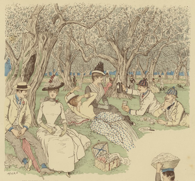 Un picnic bajo los olivos en Beaulieu en el sur de Francia de Maurice Charles Mathieu Bonvoisin