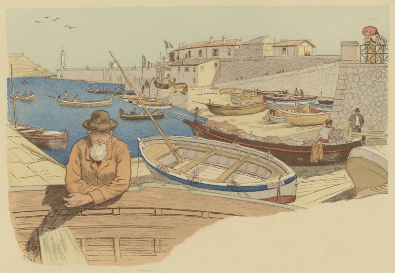 Barquero típico en el puerto de Niza, Francia de Maurice Charles Mathieu Bonvoisin