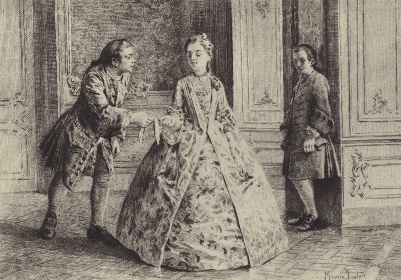 Ilustración para el Libro III de Les Confessions de Jean-Jacques Rousseau (grabado) de Maurice Leloir