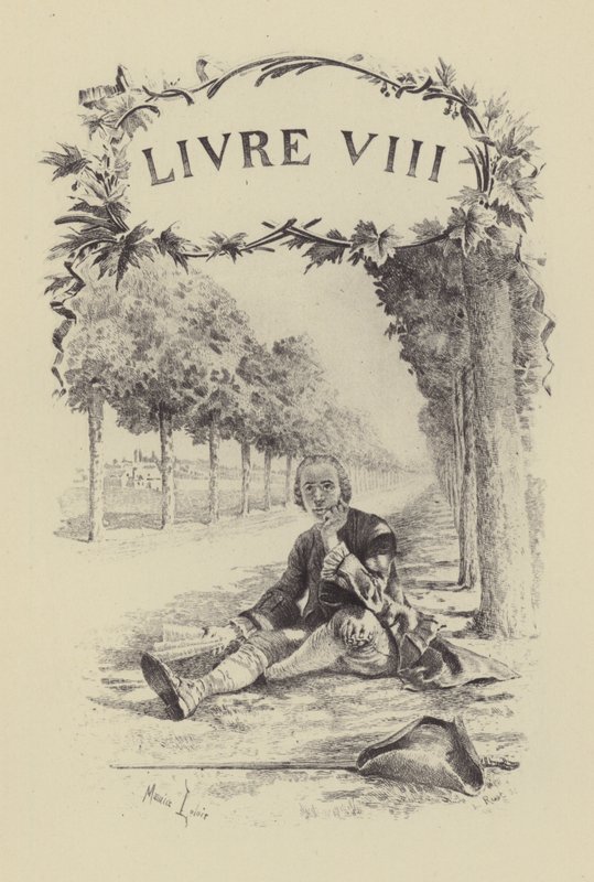 Ilustración para el Libro VIII de Las Confesiones de Jean-Jacques Rousseau de Maurice Leloir
