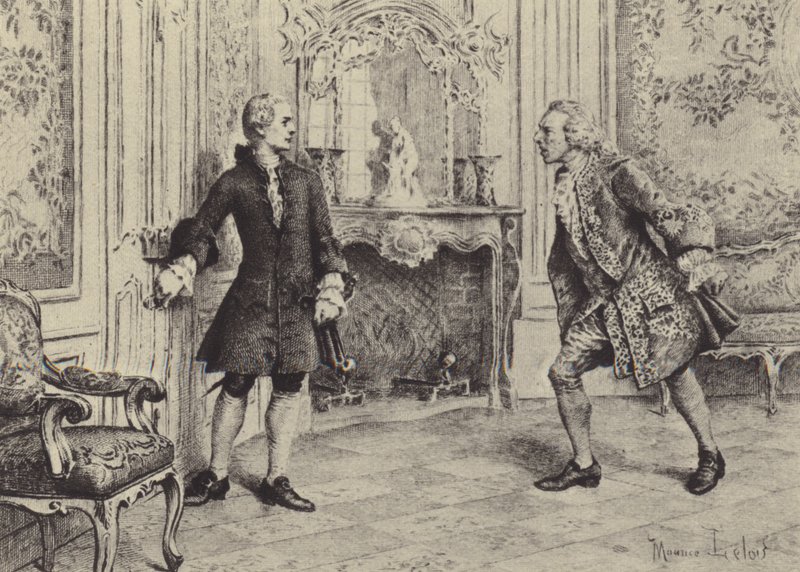 Ilustración para el Libro VII de Las Confesiones de Jean-Jacques Rousseau de Maurice Leloir