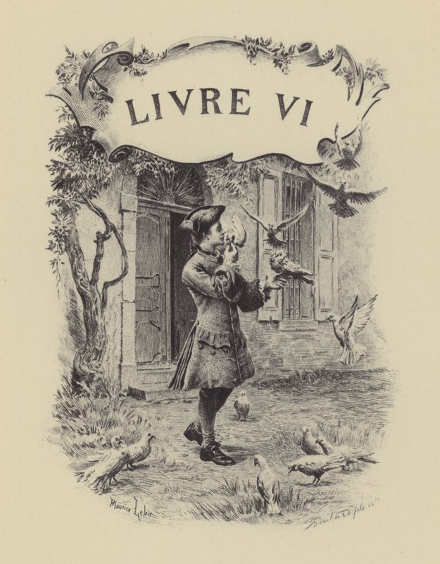 Ilustración para el Libro VI de Las Confesiones de Jean-Jacques Rousseau de Maurice Leloir