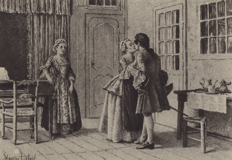 Ilustración para el Libro V de Les Confessions de Jean-Jacques Rousseau (grabado) de Maurice Leloir