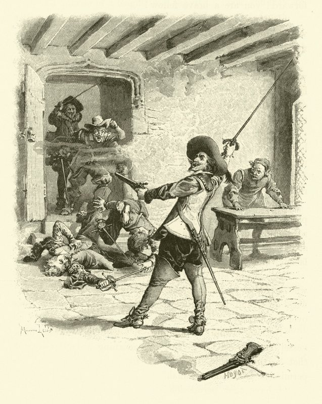 Ilustración de Los Tres Mosqueteros de Maurice Leloir