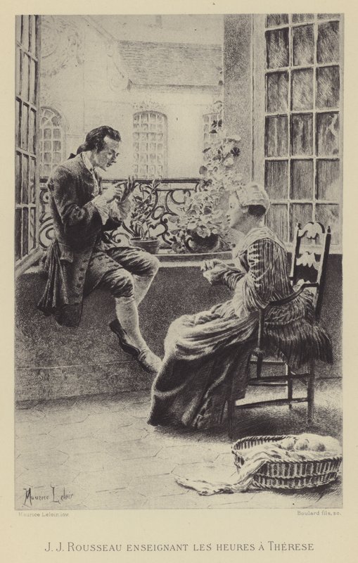 Jean-Jacques Rousseau enseñando las horas a Therese de Maurice Leloir