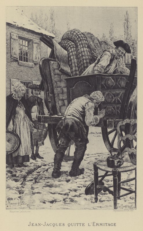 Jean-Jacques deja el Hermitage (grabado) de Maurice Leloir
