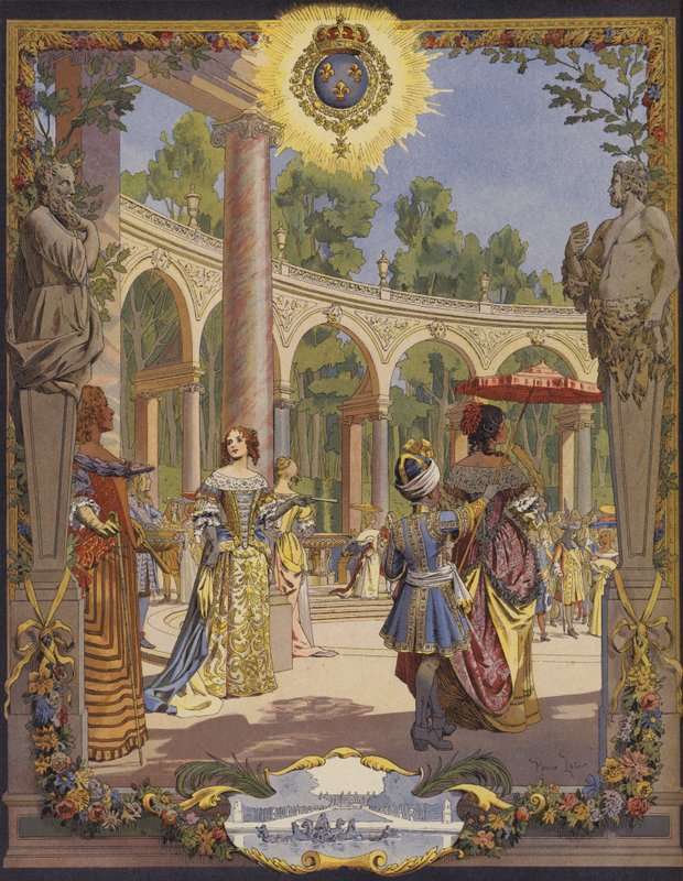 El Rey Luis XIV visitando las obras en Versalles, Le Bosquet De La Colonnade de Maurice Leloir
