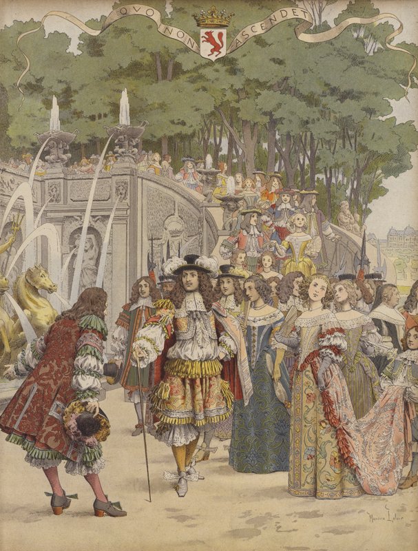 Nicolas Fouquet recibiendo al Rey Luis XIV en Vaux de Maurice Leloir
