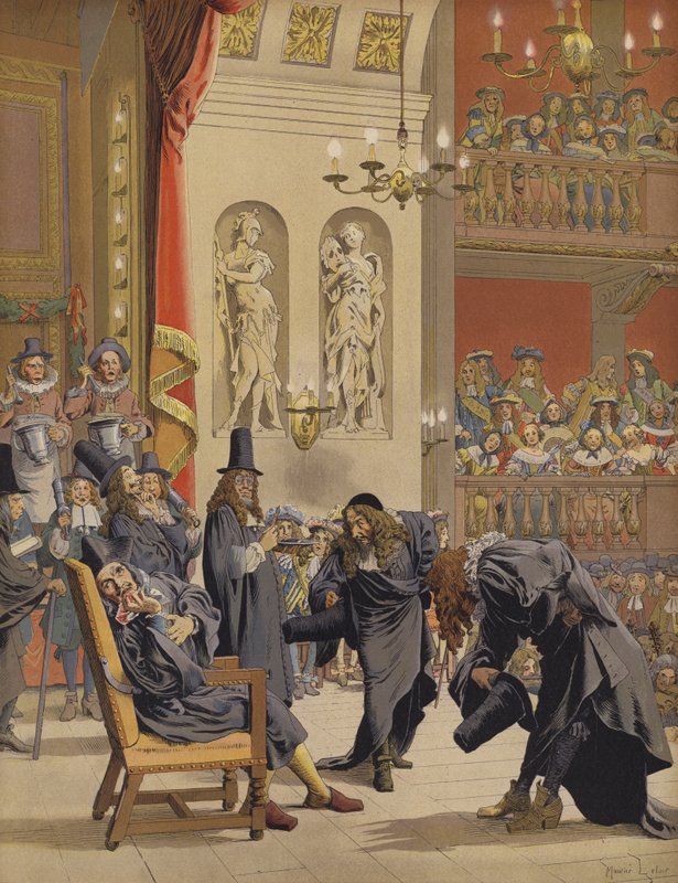 La última representación de Molière, en Le Malade Imaginaire de Maurice Leloir