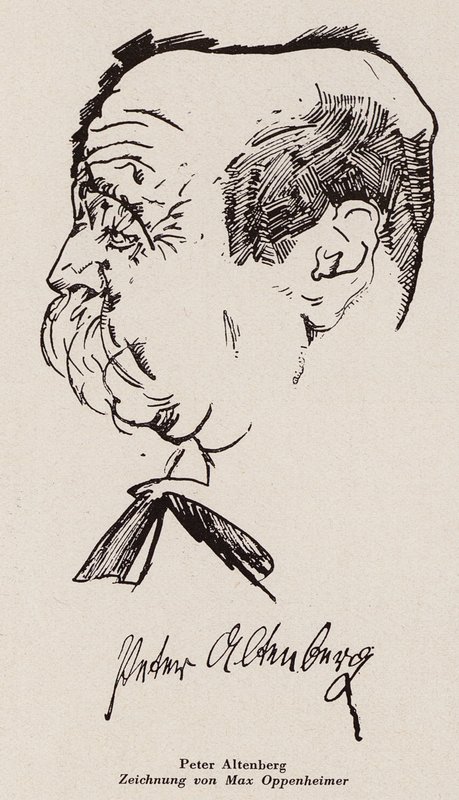 Peter Altenberg, escritor y poeta austriaco (litografía) de Max Oppenheimer
