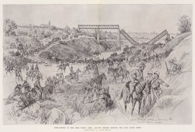 Campaña en el Estado Libre, la columna de Lord Roberts cruzando el vado del río Sand de Melton Prior