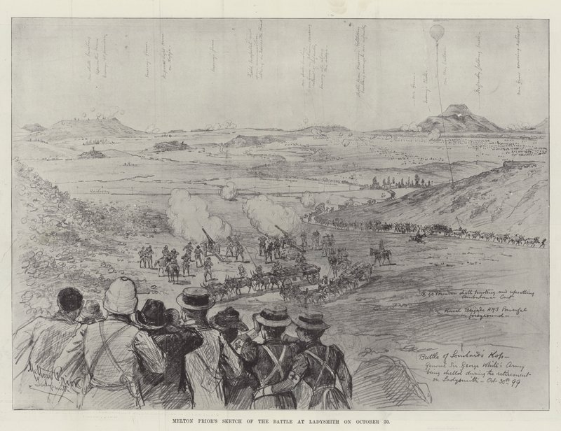 Boceto de la batalla en Ladysmith el 30 de octubre de Melton Prior