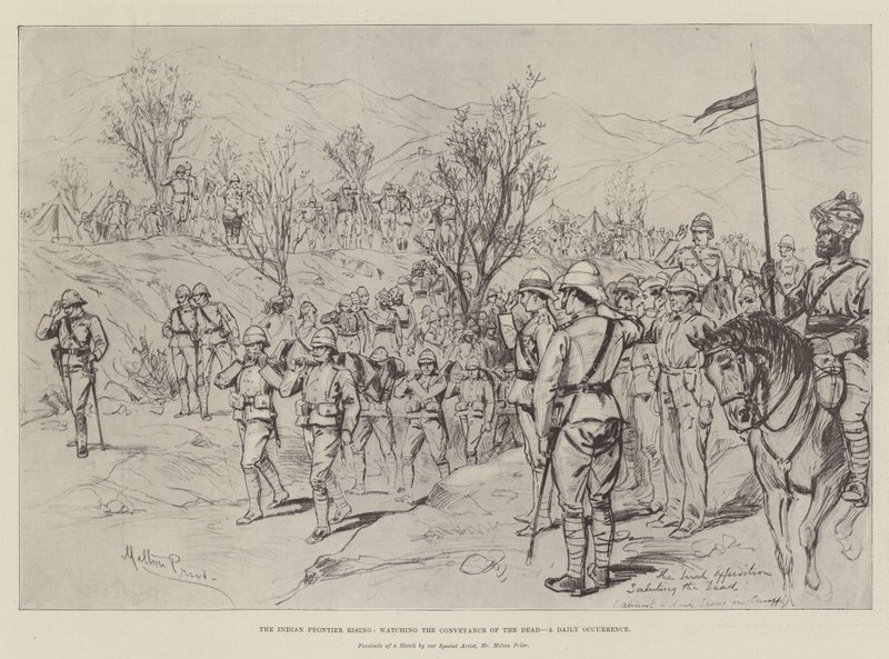 El Levantamiento de la Frontera India, observando el Transporte de los Muertos, una Ocurrencia Diaria de Melton Prior