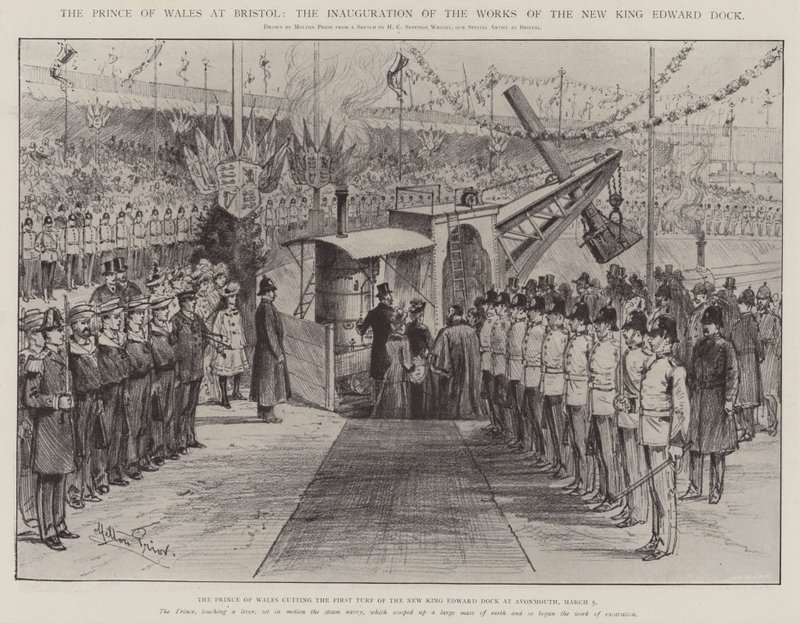 El Príncipe de Gales en Bristol, la inauguración de las obras del nuevo muelle King Edward de Melton Prior