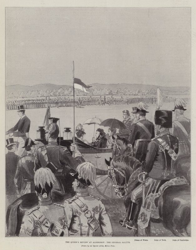 La Revisión de la Reina en Aldershot, el Saludo General de Melton Prior
