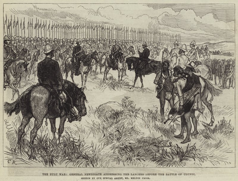 La guerra zulú, el general Newdigate dirigiéndose a los lanceros antes de la batalla de Ulundi de Melton Prior