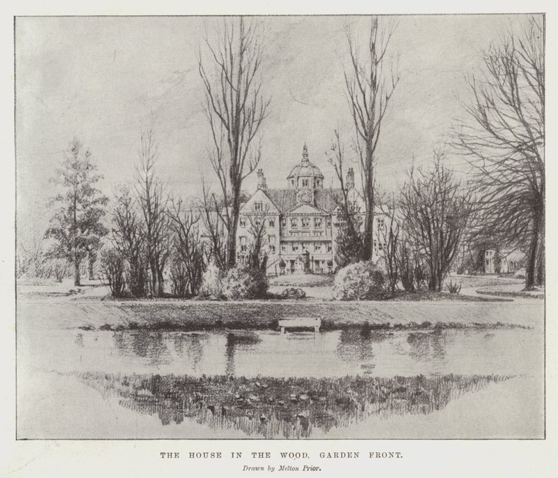 La casa en el bosque, frente al jardín de Melton Prior