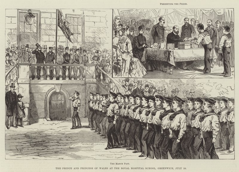 El príncipe y la princesa de Gales en la Royal Hospital School, Greenwich, 10 de julio de Melton Prior