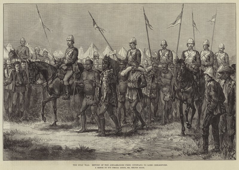 La guerra zulú, regreso de los embajadores de Cetewayo a Lord Chelmsford de Melton Prior