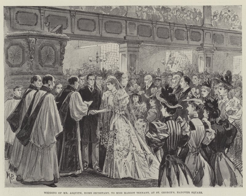 Boda del Sr. Asquith, Secretario del Interior, con la Srta. Margot Tennant, en St George