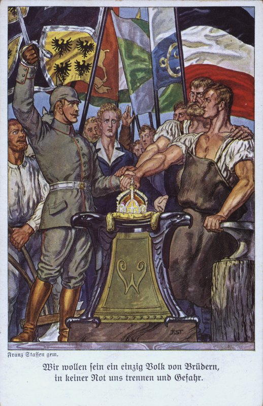 Unidad de los pueblos alemanes, postal de propaganda de Mesopotamian