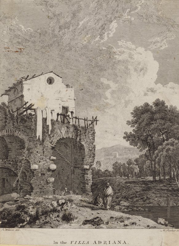 En la Villa Adriana, Italia de Michael 1743 1801 after Rooker