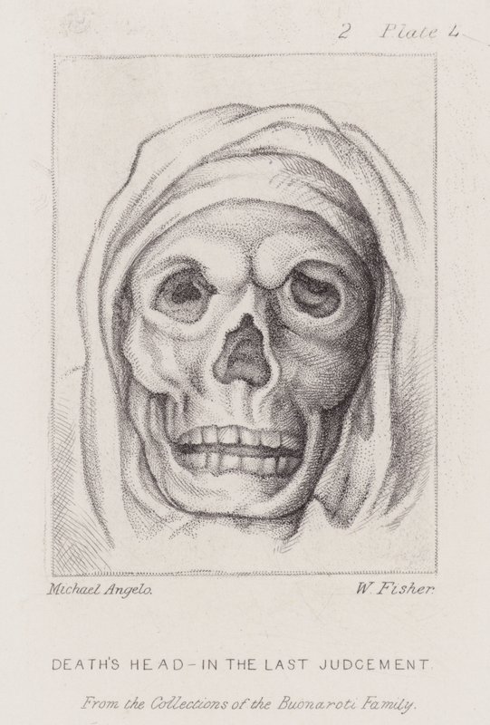 Cabeza de la muerte, en el Juicio Final de Michelangelo (after) Buonarroti