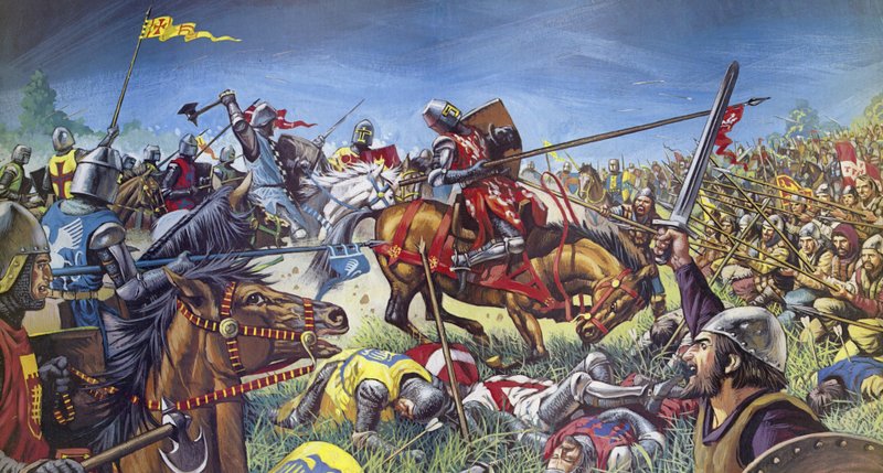 La batalla de Bannockburn (litografía en color) de Mike (20th century) White