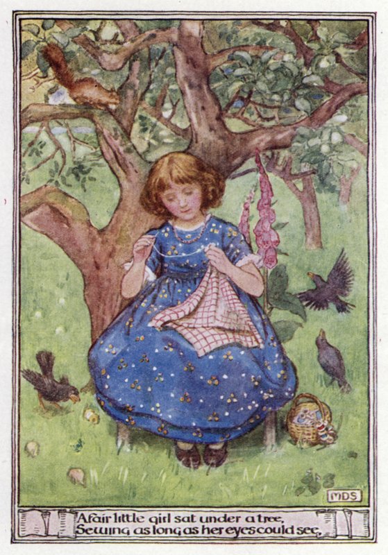 Buenas noches y buenos días. Lord Houghton (litografía en color) de Minnie Didbin Spooner