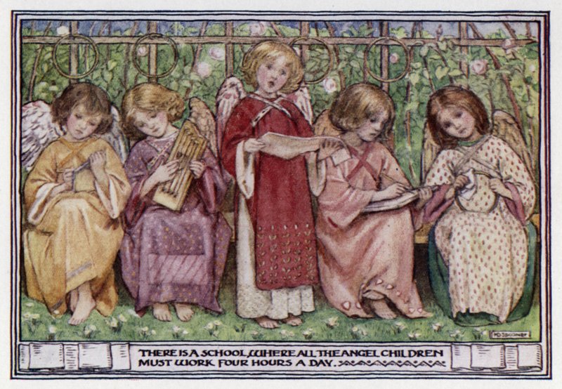Los diablillos de la pradera celestial. Kate Bunce (litografía en color) de Minnie Didbin Spooner