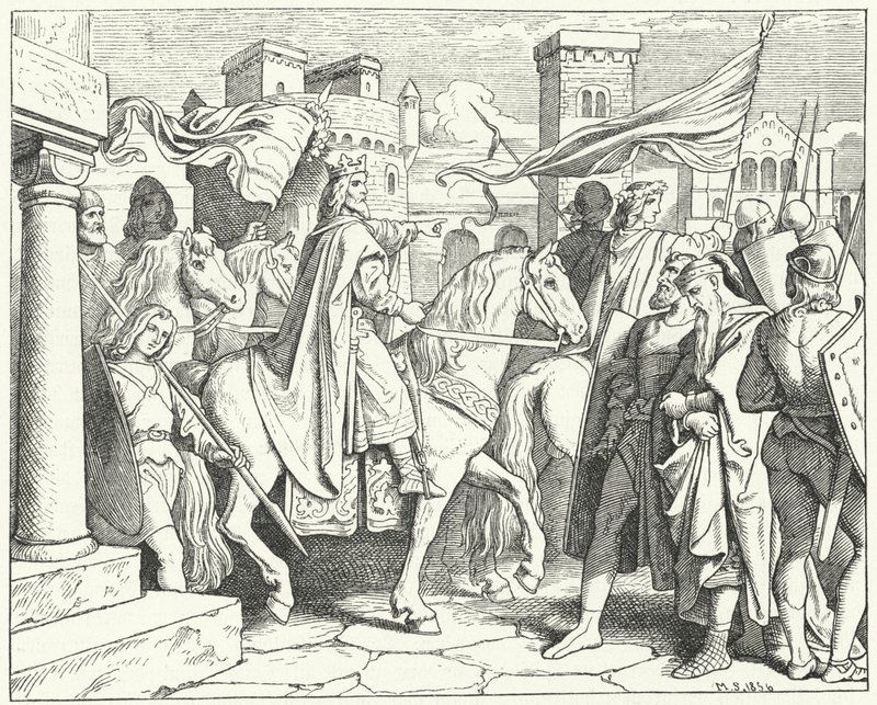 Carlomagno entrando en Pavía, 774 de Moritz Ludwig von Schwind