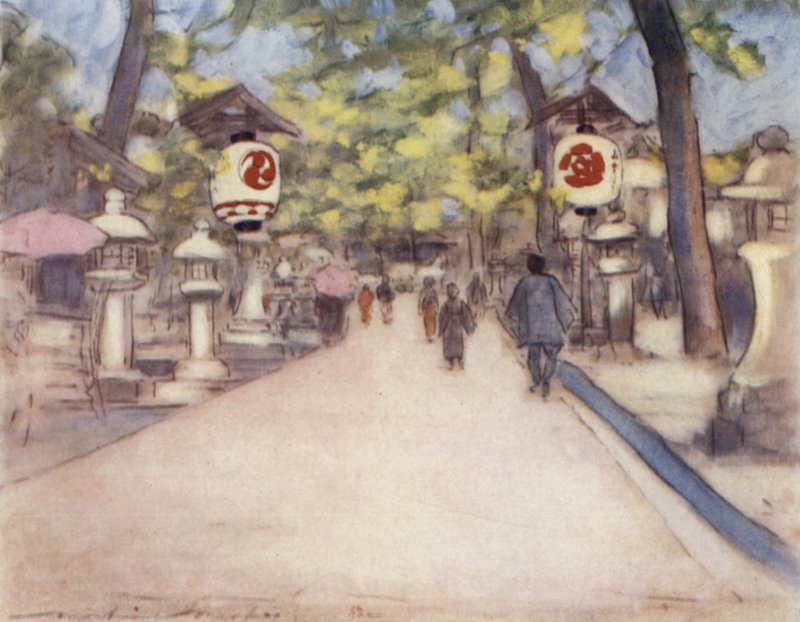 Una avenida de faroles de Mortimer Ludington Menpes