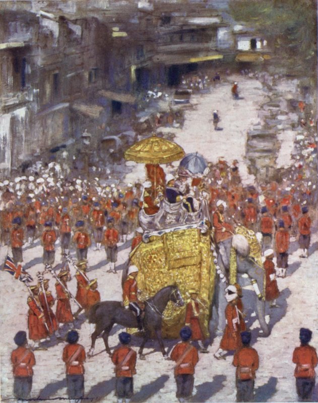 Lord y Lady Curzon entrando en Delhi de Mortimer Ludington Menpes