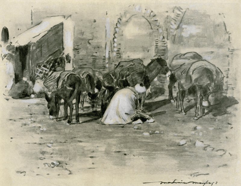 Escena callejera en Tánger de Mortimer Ludington Menpes