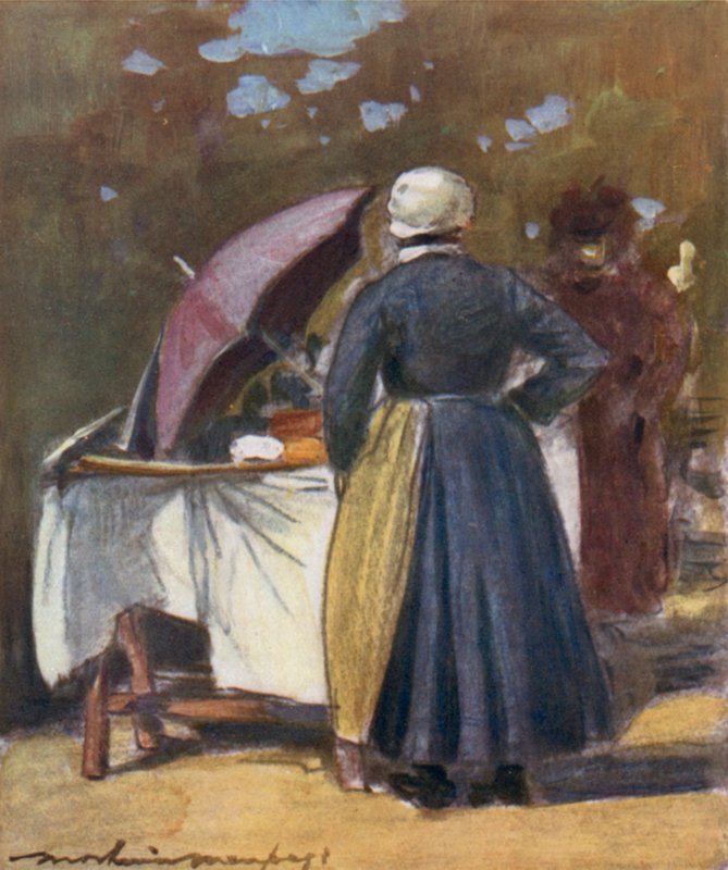 Un puesto de pasteles de Mortimer Ludington Menpes