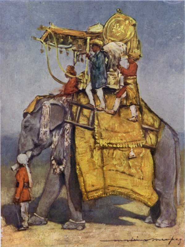 Un elefante estatal con todos sus adornos de Mortimer Ludington Menpes