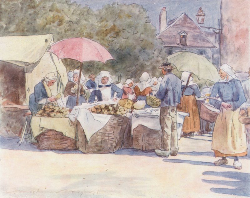 Puestos de pan (litografía en color) de Mortimer Ludington Menpes