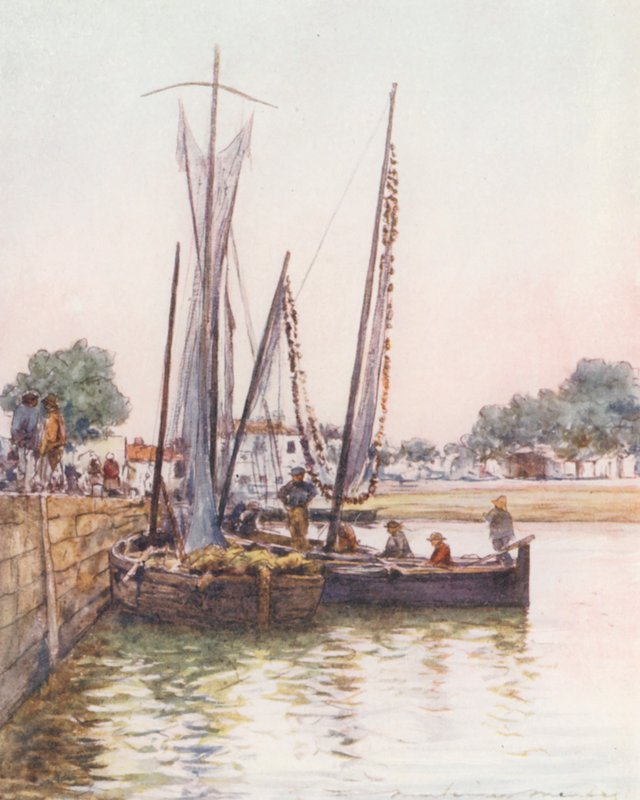 Barcos de pesca, Concarneau (litografía en color) de Mortimer Ludington Menpes