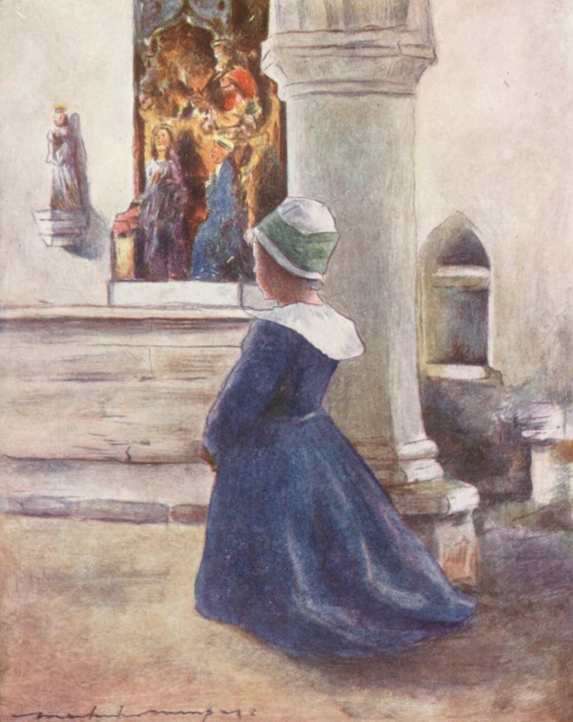 En la iglesia (litografía en color) de Mortimer Ludington Menpes