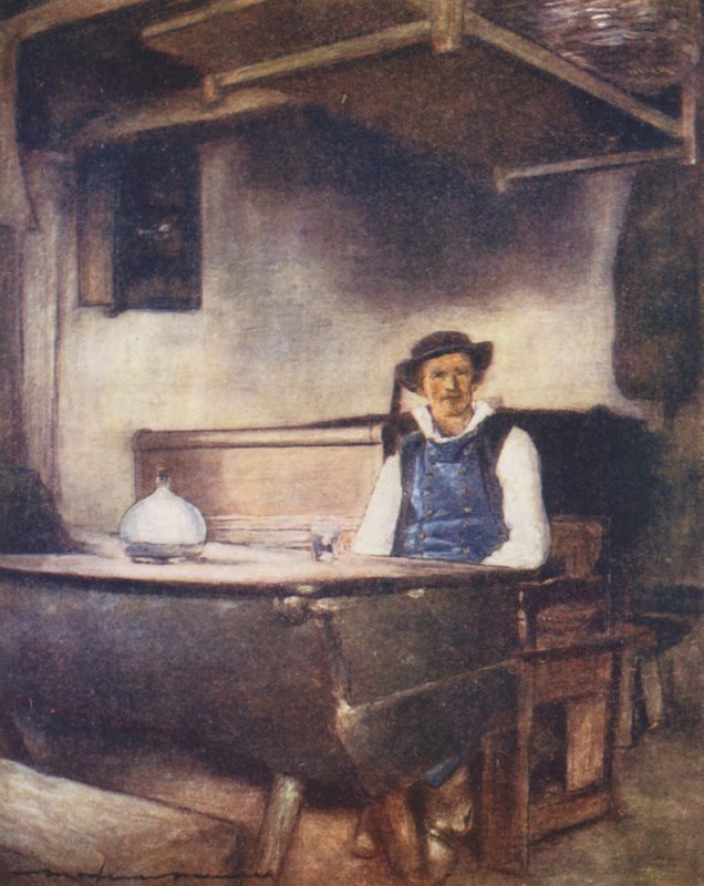 En un Auberge, Pont-Aven (litografía en color) de Mortimer Ludington Menpes
