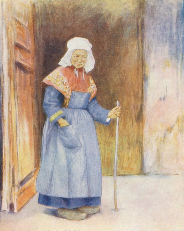 En el Pórtico de la Catedral, Quimper (litografía en color) de Mortimer Ludington Menpes