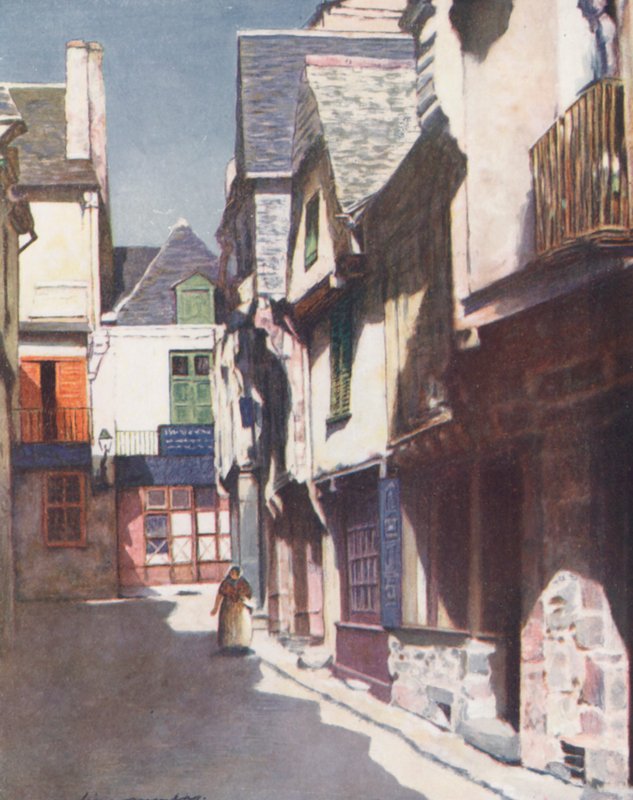 Casas medievales, Vitre (litografía en color) de Mortimer Ludington Menpes