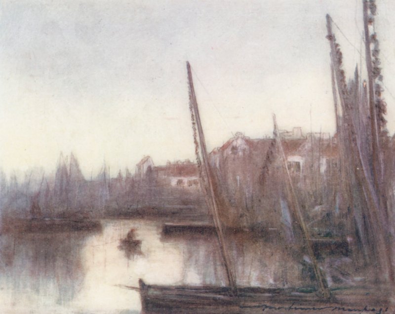 La Flota de la Sardina, Concarneau (litografía en color) de Mortimer Ludington Menpes