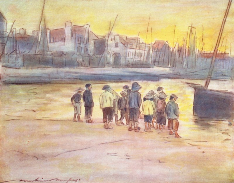 Los niños del mundo: Bretón, en Concarneau (litografía en color) de Mortimer Ludington Menpes