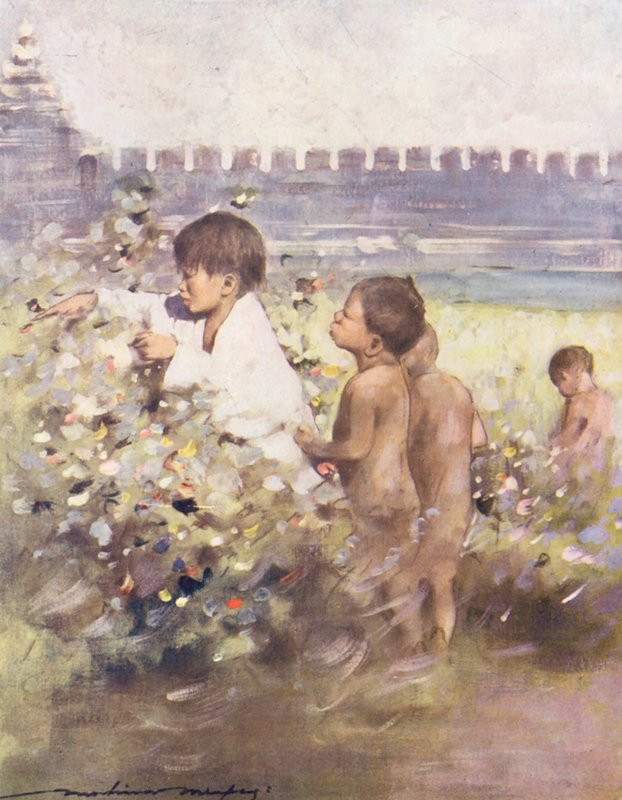 Niños del mundo: Birmanos, un hallazgo (litografía en color) de Mortimer Ludington Menpes