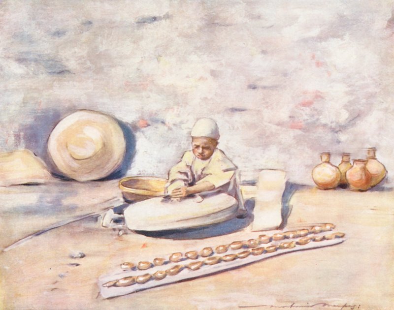 Niños del mundo: Cashmere, El Alfarero (litografía en color) de Mortimer Ludington Menpes