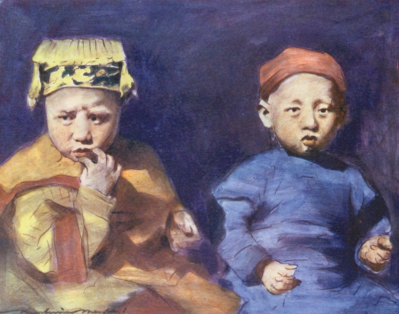 Niños del mundo: Chino, Los Gemelos Celestiales (litografía en color) de Mortimer Ludington Menpes
